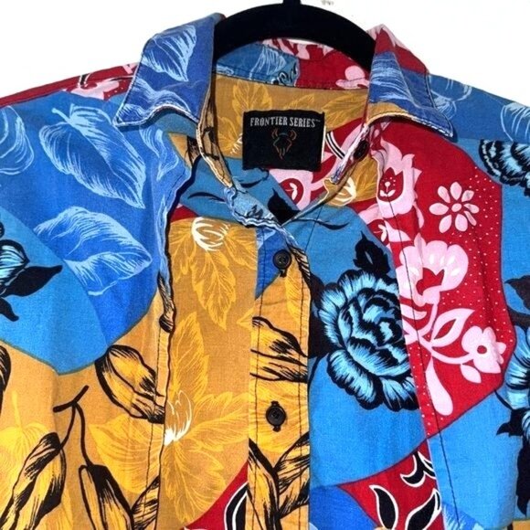 Vintage Frontier Series Floral Patchwork Long-Sleeve Shirt Button-Down Size M - Picture 3 of 9